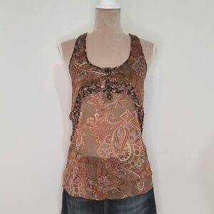 Sheer paisley racerback tank top with button front from Mossimo